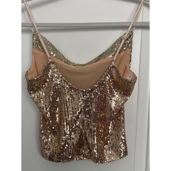 NWOT Free People Stop and Stare Gold Sequin Cami Top - Picture 5 of 9